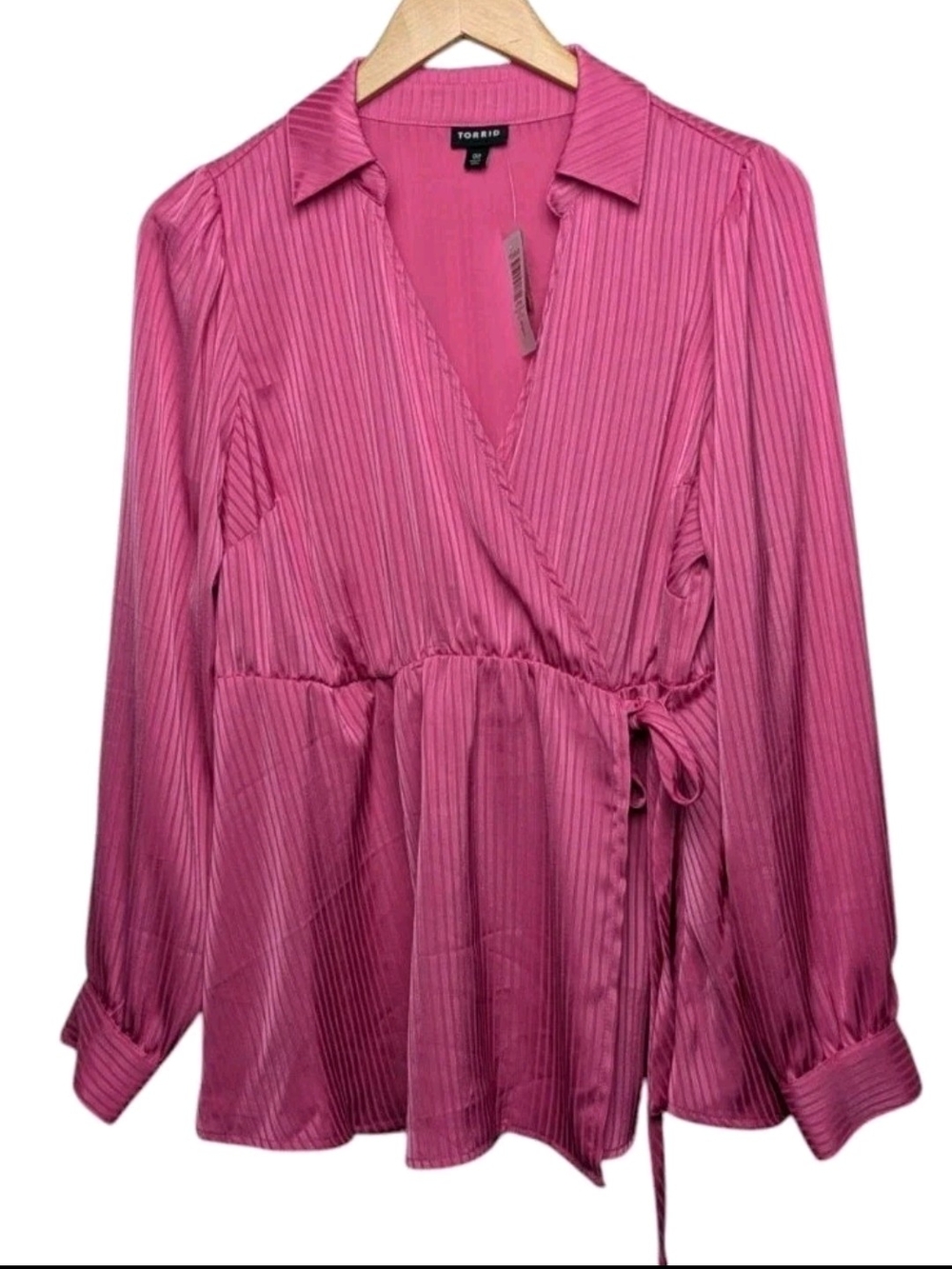 Torrid Pink Wrap-Front Long Sleeve Top